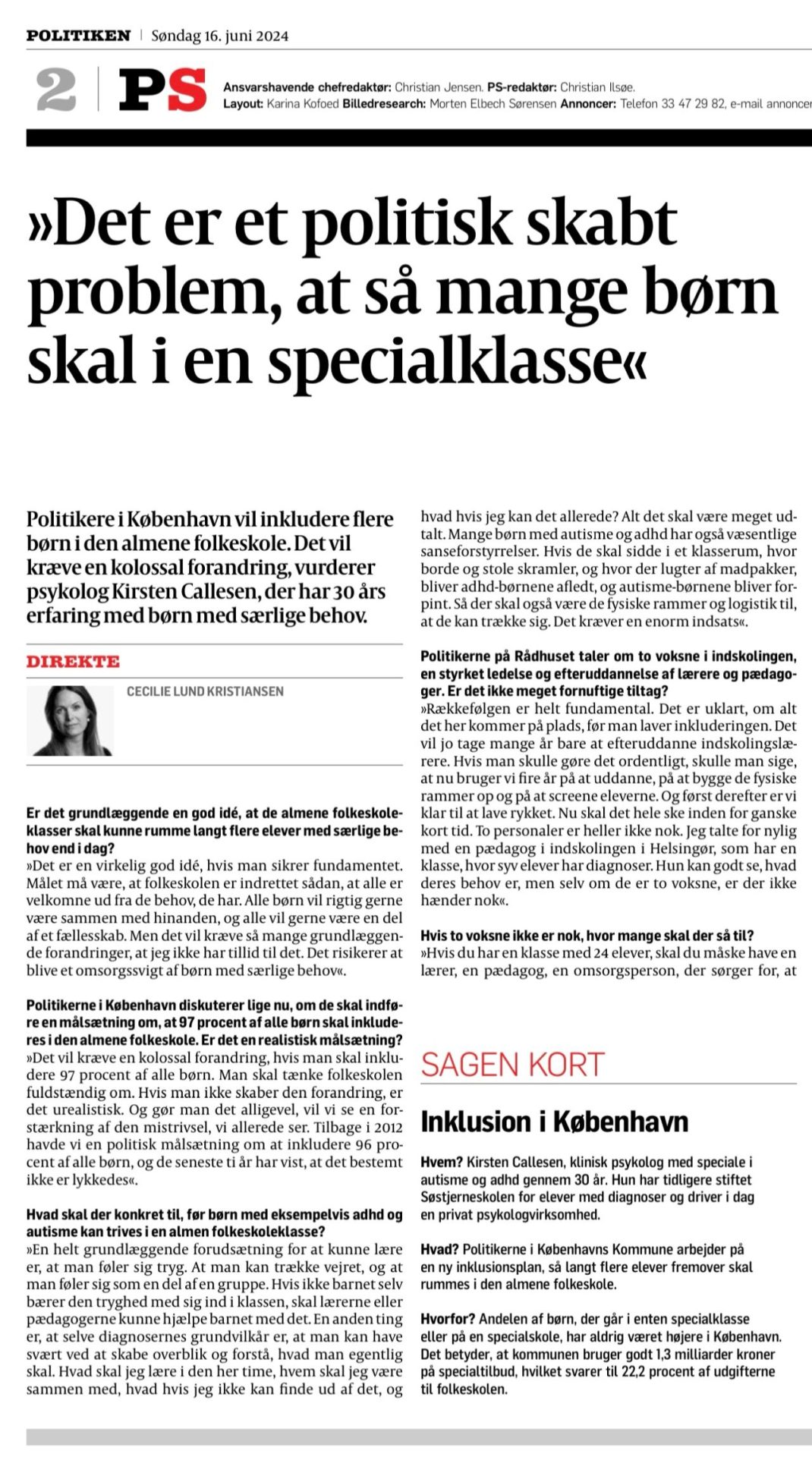 Interview med Politiken